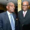 Rudolph Brown/Photographer
Carl Domville, (left) chat with Michael Roofe, Chairman of Dinner Committee at the Calabar Old Boys Annual Reunion Dinner at the Mona Visitors Lodge on Saturday, October 5, 2013