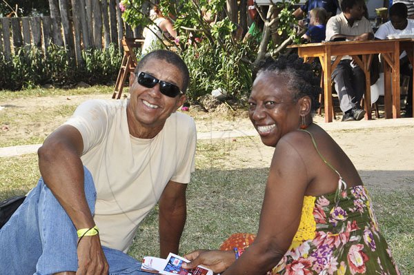 Janet Silvera Photo 
 
Executive Director of Liberty Hall, Donna McFarlane and husband Claude Nembhard of Reliable Engineers cooling out at the Calabash Literary Festival in Treasure Beach, St. Elizabeth last Saturday
