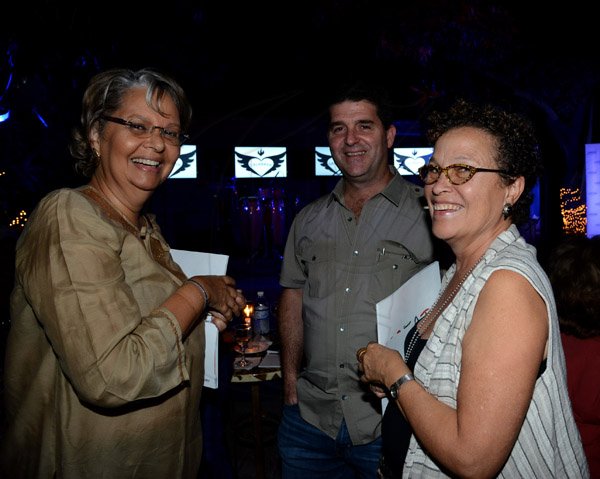 Winston Sill/Freelance Photographer
Launch of Calabash Festival 2014 under the theme "Globalishus", held at Red Bones Blues Cafe, Arygle Road on Thursday night March 20, 2014. Here are Pat Francis (left); William Mahfood (centre); and Jessica Jones (right).