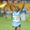Ricardo Makyn/Staff Photographer 
Detroy Stewart of Edwin Allen winning the Boys class 3 1500 meters on from day 4 at Champs 2014