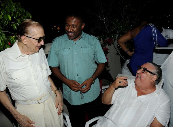 Winston Sill / Freelance Photogra
Chester Francis Jackson Birthday Party, held at Spanish Court Hotel, St. Lucia Avenue, New Kingston on Sunday  night August 26, 2012. Here are Edward Seaga (left); Phillip Paulwell (centre); and Robert MacMillan (right).