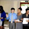 Winston Sill/Freelance Photographer
Xia Guoshun (second left), political counsellor at the Chinese Embassy in Kingston, speaks with (from left) students Sanya Smith; Suzan Dabney; Georgia Simon; and Kimberly Chin during yesterday's awarding ceremony for seven Jamaican students who received  Chinese government scholarships at the Ambassador's St Andrew residence.