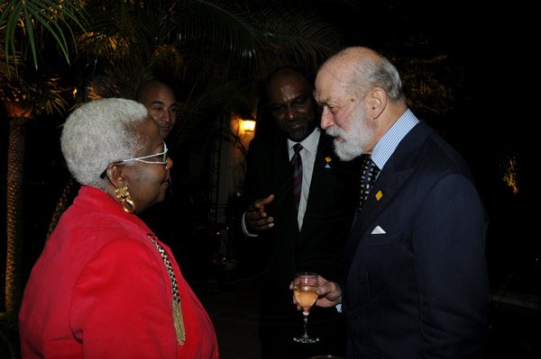 Winston Sill / Freelance Photographer
Christopher  Issa and wife Kimberly host Receptioin for visiting Prince Michael of Kent, held at Montrose Road on Wednesday night April 16, 2013. Here are Dr. Carol Ball (left); Earl Jarrett (secopnd right); and Prince Michael (right).