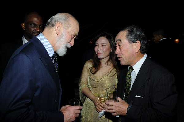 Winston Sill / Freelance Photographer
Christopher  Issa and wife Kimberly host Receptioin for visiting Prince Michael of Kent, held at Montrose Road on Wednesday night April 16, 2013. Here are Prince Michael (left); Sayoko Takase (centre); and Yasuo Takase (right), Japanese Ambassador.