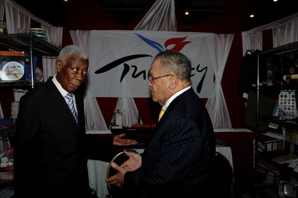 Winston Sill / Freelance Photographer
The Consular Corps of Jamaica annual International Trade Expo 2012 Opening Ceremony, held at the Jamaica Pegasus Hotel, New Kingston on Friday night October 5, 2012. Here are Minister AJ Nicholson (left); and Arnold Foote (right).