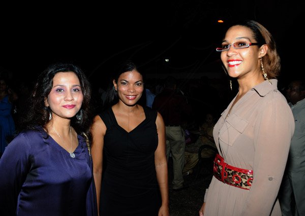 Winston Sill/Freelance Photographer
India High Commissioner Pratap Singh host Reception for India and West Indies Cricket Teams, held at India House, East Kings House Road on Thursday night June 27, 2013. Here are Sonia Alam (left); Laura Butler (centre); and Kim Bernard (right).