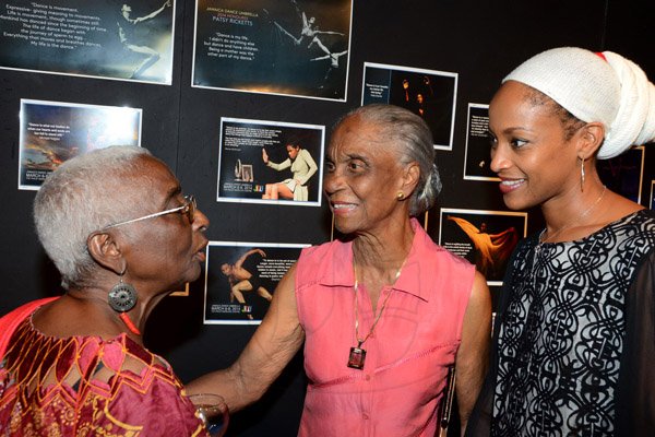Winston Sill/Freelance Photographer
Jamaica Dance Umbrella (JDU) 2014  Launch,  Awards and Performance Show, held at the Philip Sherlock Centre for the Creative Arts, UWI, Mona on Thursday night March 6, 2014. Jean Small (left); Dr. Mavis Gilmore (centre); and Nickie Myers-Edwards (right).