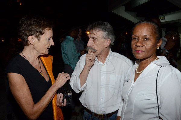 Winston Sill/Freelance Photographer
Jamaica Dance Umbrella (JDU) 2014  Launch,  Awards and Performance Show, held at the Philip Sherlock Centre for the Creative Arts, UWI, Mona on Thursday night March 6, 2014. Here are Ginette de Matha (left), French Ambassador; Pierre Lemaire (centre); and Karlene Lemaire (right).