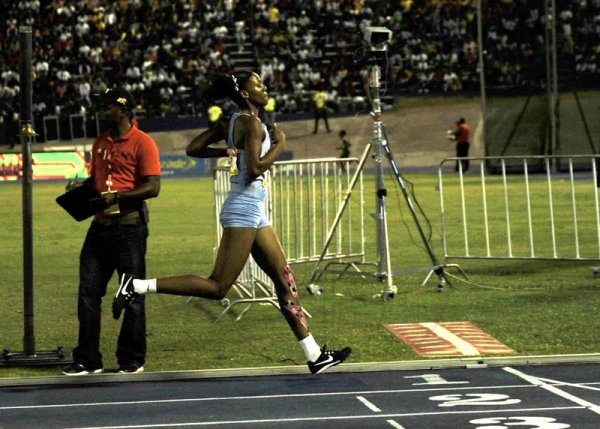 Shorn Hector/Photographer Kayan Green of Edwin Allen wins girls 3000 meter open on day five of the ISSA/GraceKennedy Boys and Girls’ Athletics Championships held at the The National Stadium in Kingston on Saturday March 30, 2019