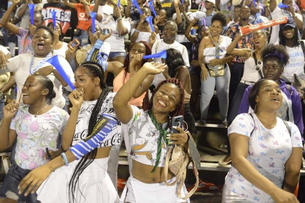 Shorn Hector/Photographer Edwin Allen High fans celebrate their sixth consecutive Champs title on day five of the ISSA/GraceKennedy Boys and Girls’ Athletics Championships held at the The National Stadium in Kingston on Saturday March 30, 2019