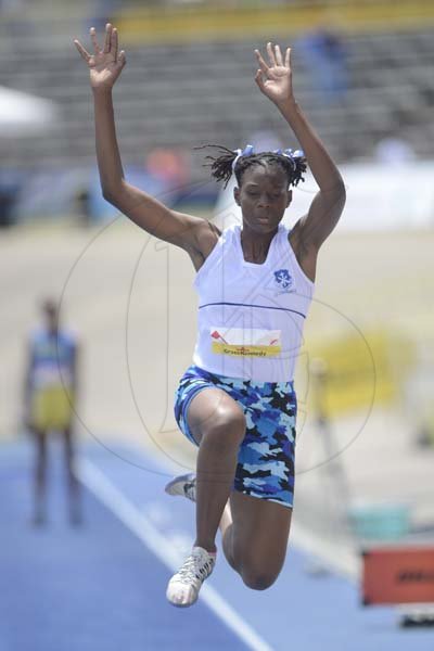 Shorn Hector/Photographer Paul-marie Brown of Mount Alvernia High competing in the girls class three long jump on day four of the ISSA/GraceKennedy Boys and Girls’ Athletics Championships held at the The National Stadium in Kingston on Friday March 29, 2019