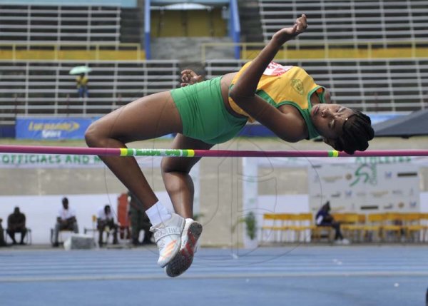 Shorn Hector/Photographer Chantal Gayle of Vere Technical wins the final of the girls class three High Jump on day three of the ISSA/GraceKennedy Boys and Girls’ Athletics Championships held at the The National Stadium in Kingston on Thursday March 28, 2019