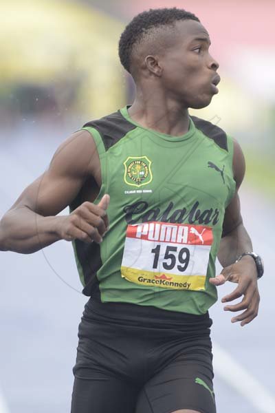 Shorn Hector/Photographer Dishaun Lamb of Calabar High wins heat five of the boys class two 100 meter dash on day three of the ISSA/GraceKennedy Boys and Girls’ Athletics Championships held at the The National Stadium in Kingston on Thursday March 28, 2019