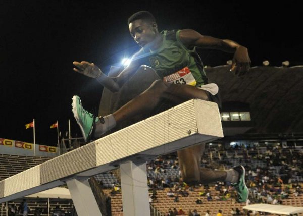 Shorn Hector/Photographer Rivaldo Marshall of Calabar High competing in the boys 2000 meters steeplechase open on day three of the ISSA/GraceKennedy Boys and Girls’ Athletics Championships held at the The National Stadium in Kingston on Thursday March 28, 2019