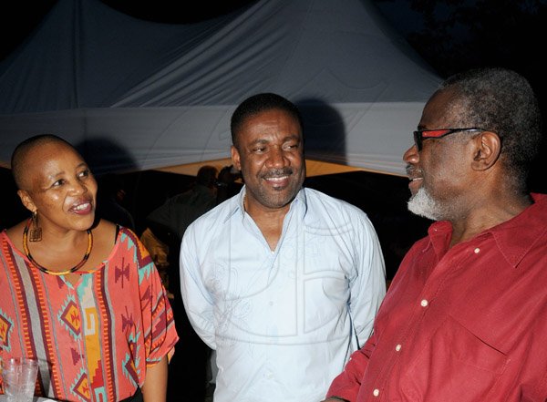 Winston Sill/Freelance Photographer
Debbie? Hamilton 50th Birthday Party, held at Ham Stables, Port Henderson Road, Portmore on Sunday September 8, 2013. Here are Mathu Joyini (left), South Africa High Commissioner; Phillip Paulwell (centre); and Attorney Patrick Bailey (right).