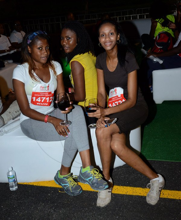 Winston Sill/Freelance Photographer
Digicel Foundation 5K Run/Walk for Special Needs, held on the Waterfront, Downtown Kingston on Saturday night  October 11, 2014. Here are Sheryl Smith (left); Krystal Smith (centre); Rhoda Crawford  (right).