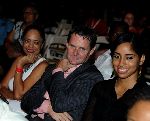 Winston Sill / Freelance Photographer
Bob Marley Earthday Concert, held at Emancipation Park, New Kingston on Thursday night February 7, 2013. Here are Samantha Chantrelle (left), Executive Director, Digicel Foundation; Andrew McGlone (centre), CEO, CVM TV;  and Alicia McCalla (right), Project Manager, CVM TV.