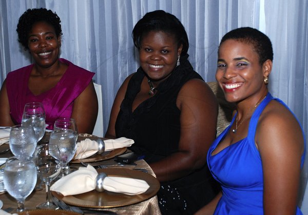 Colin Hamilton/Freelance Photographer
The Association of Consultant Physitians of Jamaica held it's 10th Annual President's Dinner in celebration of Jamaica's 50th Anniversary of Independence at the Terra Nova All Suites Hotel on Saturday September 8, 2012.

From left,  Drs. Tameka March, Janniike Frank and Asha Martin.