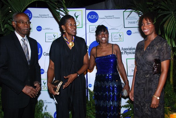 Colin Hamilton/Freelance Photographer
The Association of Consultant Physitians of Jamaica held it's 10th Annual President's Dinner in celebration of Jamaica's 50th Anniversary of Independence at the Terra Nova All Suites Hotel on Saturday September 8, 2012.

From left, Ronnie Carrington, Dr. Beverley Barnett, ACPJ President Dr. Rosemarie Wright-Pascoe and Dr. Desiree Tulloch-Reid.