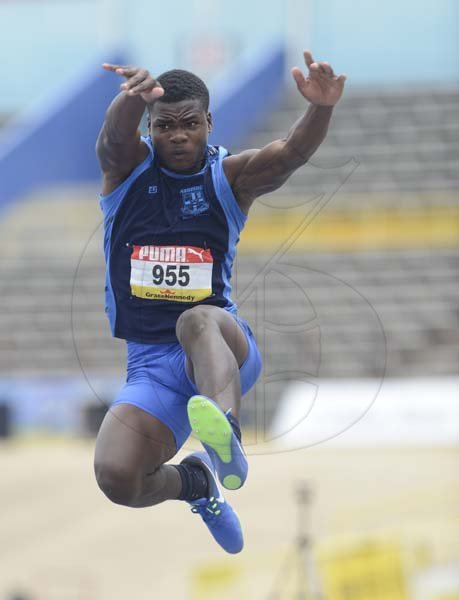 Shorn Hector/Photographer Dario Beckford of Mannings School participating in the boys decathalon long jump on day two of the ISSA/GraceKennedy Boys and Girls’ Athletics Championships held at the The National Stadium in Kingston on Wednesday March 27, 2019