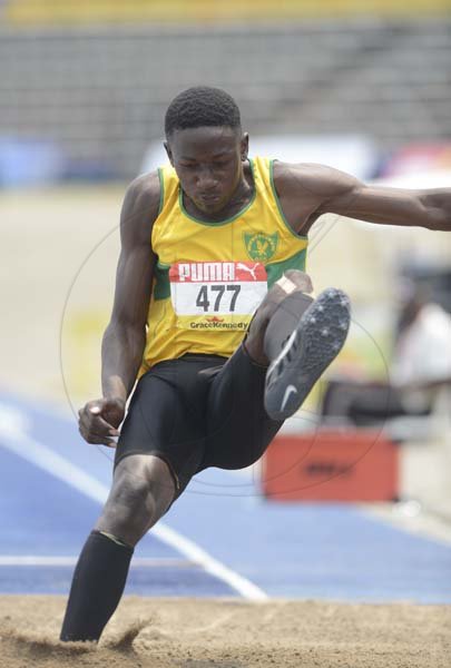Shorn Hector/Photographer Derick Robinson of Excelsir High participating in the boys decathalon on day two of the ISSA/GraceKennedy Boys and Girls’ Athletics Championships held at the The National Stadium in Kingston on Wednesday March 27, 2019