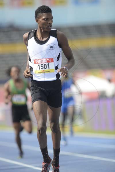 Shorn Hector/Photographer Jeremy Bembridge of Tarrant High strides to victory in heat three of the boys class two  dash onday two of the ISSA/GraceKennedy Boys and Girls’ Athletics Championships held at the The National Stadium in Kingston on Wednesday March 27, 2019