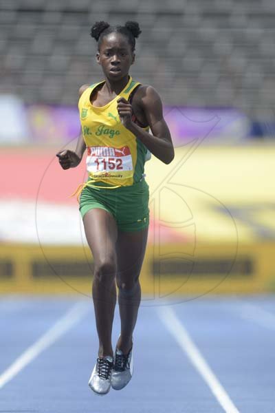 Shorn Hector/Photographer Quaycian Davis of St Jago High wins heat five of the girls class three 400 meters dash on day two of the ISSA/GraceKennedy Boys and Girls’ Athletics Championships held at the The National Stadium in Kingston on Wednesday March 27, 2019