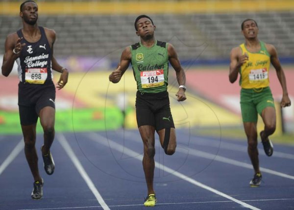 Shorn Hector/Photographer Christopher Taylor of Calabar High wins heat one of the boys400 meters dash on day two of the ISSA/GraceKennedy Boys and Girls’ Athletics Championships held at the The National Stadium in Kingston on Wednesday March 27, 2019