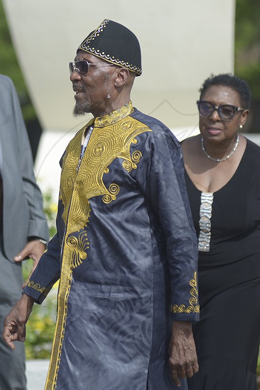 Shorn Hector/Photographer Reggae icon Jimmy Cliff arrives at the National Heroes Circle for the burial ceremony of the late Edward Seaga, former Prime Minister of Jamaica, on Sunday June 23, 2019