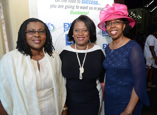 Rudolph Brown/Photographer
Lisa Bell, (centre) Managing Director, EXIM Bank pose with Permanent Secretary, Audrey Sewell,(left) and Permanent Secretary in the Office of the Prime Minister, Elaine Foster Allen at the EXIM Bank’s 30th anniversary church service at the St Andrew Parish Church on Sunday, May 1, 2016