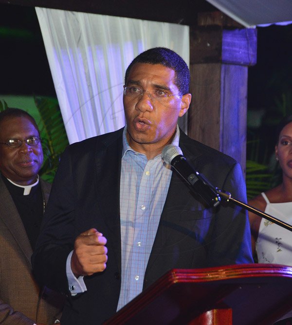 Patrick Planter/ Photographer 
 Prime Minister Hon. Andrew Holness spoke with confidence at the 
Farewell for ambassador Audrey Marks on Friday September 09, 2016 at the Vale Royal at 7:00pm