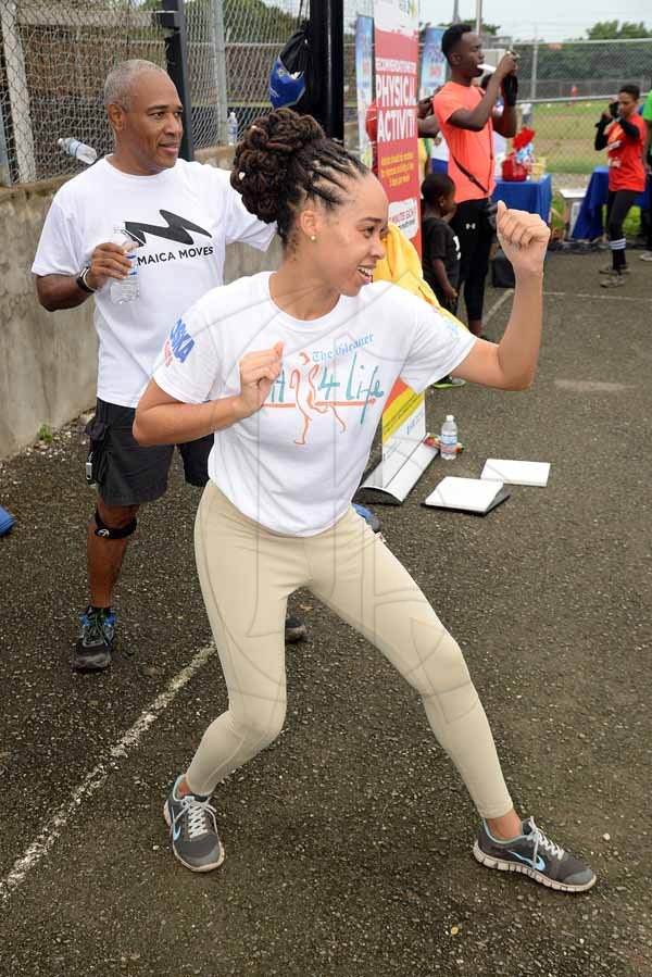 Lionel Rookwood/PhotographerThe Gleaner's Fit 4 Life event with the Trainfit Club's Outdoor Madness, Boxing Fitness with Sakima Mullings and Self Defense with Master Arthur Barrows on Saturday, November 11, at In Motion Gym, Shortwood Teachers' College, St Andrew.