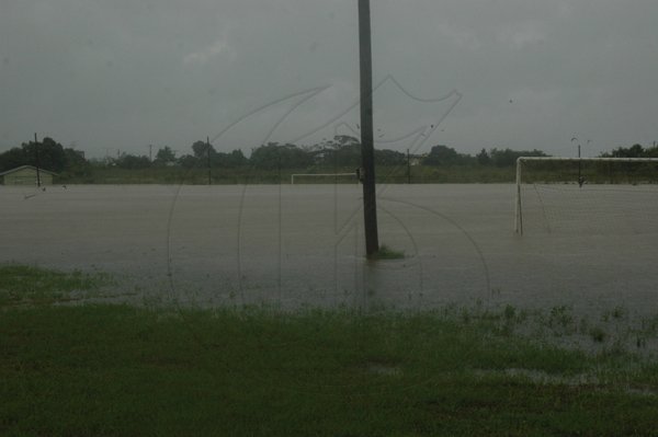 Adrian Frater photo

The football field at Herbert Morrison Technical High School in Montego Bay was covered with water as rainfall from a weather system wreaked havoc on the island.
