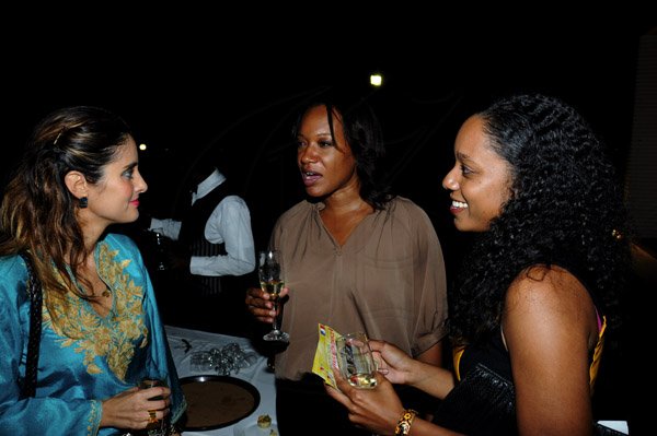 Winston Sill / Freelance Photographer
French Ambassador Ginette de Martha host reception in honour of Guadeloupean BLISS Company to the "Unbrella" Dance Festival, held at Hillcrest Avenue on Thursday night February 28, 2013. Here are Juliette Lupo (left); Raihn Sibblies (centre); and Stephaine Thomas (right).