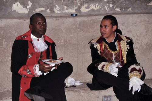 Photo by Christopher Thomas

Dr David Lambert (left) and Ernesto Castro take a load off. Those pirate boots must be heavy!




, Cuban guests at the second annual Georgian Society Costume Ball, enjoy a meal during the festivities which were held at the Bellefield Great House in Montego Bay on Saturday night. Ernesto Castro, a costume designer, created the various costumes worn by the guests at the Georgian Society ball.