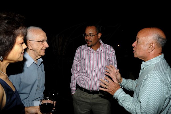 Winston Sill / Freelance Photographer
JPS Chairman Hitatsugu Harai host a New Year Reception, held at Plymouth Close, St Andrew on Friday night February 8, 2013. Here are Camille Needham (left); Merrick Needham (second left); Christopher Barnes (centre); and Tony Ray??.(right).
