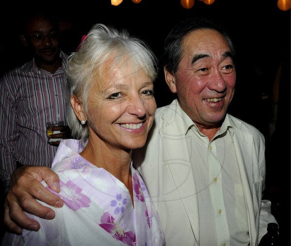 Winston Sill / Freelance Photographer
JPS Chairman Hitatsugu Harai host a New Year Reception, held at Plymouth Close, St Andrew on Friday night February 8, 2013. Here are Kelly Tomblin (left); and Yasuo Takase (right), Japanese Ambassador.