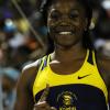 Ricardo Makyn/Staff Photographer 
Christania Williams of Utech winner of the Women 100 Meter open  at the 2015 Gibson/McCook relays held at the National Stadium on Saturday 28.2.2015