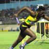 Ricardo Makyn/Staff Photographer 
Vangelee Williams Sunshine Girl running the lead off for the Sunshine team   at the 2015 Gibson/McCook relays held at the National Stadium on Saturday 28.2.2015