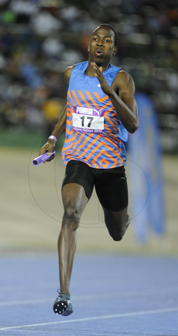 Ricardo Makyn/Staff Photographer 
Javon Francis    at the 2015 Gibson/McCook relays held at the National Stadium on Saturday 28.2.2015