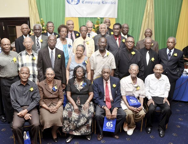 Rudolph Brown/Photographer
Managing Director of The Gleaner Christopher Barnes (back row, left) joins 26 of the company's pensioners at their annual pensioners' luncheon at the  Jamaica Pegasus Hotel in New Kingston yesterday. 

 on Tuesday,March 27-2012