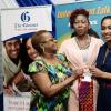 Jermaine Barnaby/Photographer
Sandra Brown-Bennett embraces Minister of Youth and Culture Lisa Hannah and retired Business Development and Marketing Manager, Karin Cooper as she receives her award at The Gleaner’s Annual Sales Awards Breakfast at the Jamaica Pegasus Hotel, Legacy Suite 81 Knutsford Boulevard, Kingston on Monday, January 18, 2016.