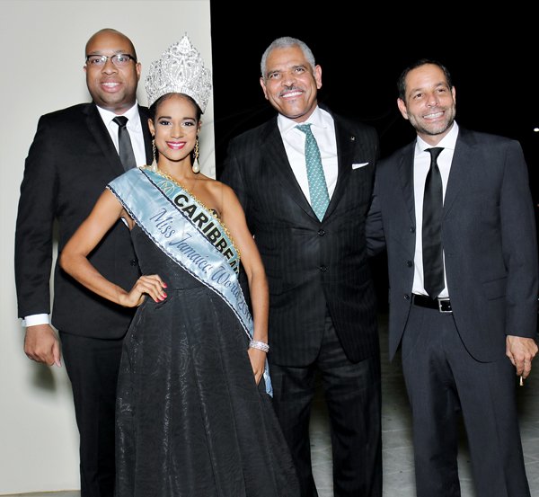 Ashley Anguin<\n>The beautiful Solange Sinclair, Miss Jamaica World and Miss World Caribbean, is joined in a photo with from left: Delano Seiveright, senior advisor in the Ministry of Tourism; Arnold Donald, CEO of Carnival Corporation, and  Marc Melville, managing director of Chukka Caribbean Adventures. *** Local Caption *** @Normal:The beautiful Solange Sinclair, Miss Jamaica World and Miss World Caribbean, is joined in a photo with (from left) Delano Seiveright, senior advisor in the Ministry of Tourism; Arnold Donald, CEO of Carnival Corporation, and  Marc Melville, managing director of Chukka Caribbean Adventures.