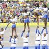 CONTRIBUTED
A combined cheerleaders group performing an exciting balancing act at the Grand Gala at the National Stadium on Saturday.