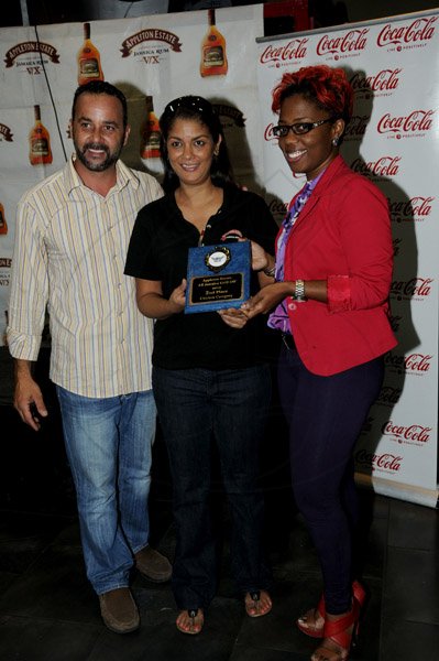 Winston Sill / Freelance Photographer
Appleton Estate All-Jamaica Grill Off 2012 Prizegiving Ceremony, held at Fiction Night Club, Market Place on Thursday night March 7, 2013. Here are Craig Powell (left), Promoter, All-Jamaica Grill Off; Kerry Bell (centre); and Simone Riley (right), of Wealth Grillers.