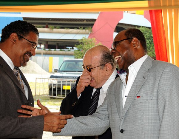 Winston Sill/Freelance Photographer
Pan Jamaican and Caribe Hospitality host Ground Breaking Ceremony for the Courtyard Marriott  Hotel, held at Park Boulevard, New Kingston on Thursday July 25, 2013. Here are Dr. Wykeham McNeill (left), Minister of Tourism and Entertainment; Francis Kennedy (centre), President, Jamaica Chamber of Commerce; and Edmund Bartlett (right), Opposition Spokesman on Tourism.