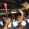 Norman Grindley/Chief Photographer
Holmwood Technical  High school  students  continue to celebrate their victory at their Manchester school's Auditorium March 4, 2011. The school won the girls championship at the  ISSA/Gracekennedy Boys and Girls Championship last Saturday at the National Stadium.