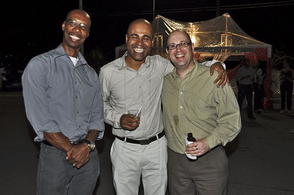 Janet Silvera Photo
 
From L- David Ellis, Joel Ryan and John Hogg in a jovial mood at the unveiling of ATL Autohaus' 2012 Honda CRV at their Bogue industrial centre in Montego Bay last Thursday night