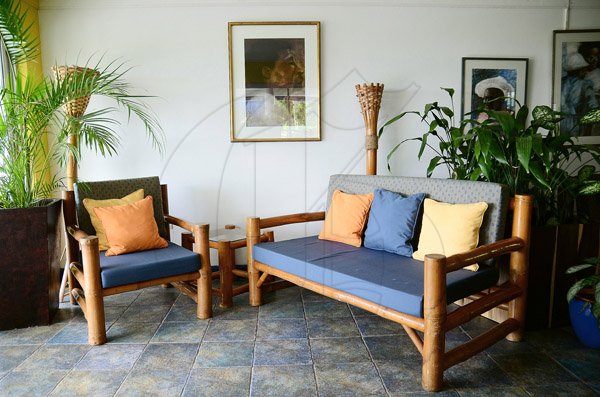 Gladstone Taylor / Photographer
The chairs in the lounge area are all made out of bamboo and are surrounded by fresh plants. 
Hotel Mocking bird