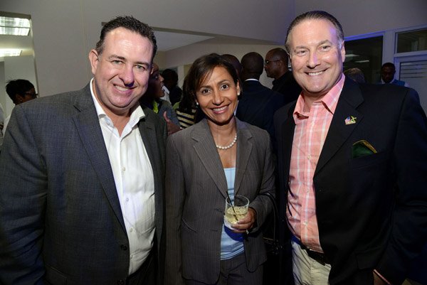 Mauricio Pulido - ceo of GB Energy Jamaica (left), Lisa Soares Lewis - CEO of Great People Solutions and Ron Mckay - CEO of ADS Global pauses to take a quick snap for the camera.